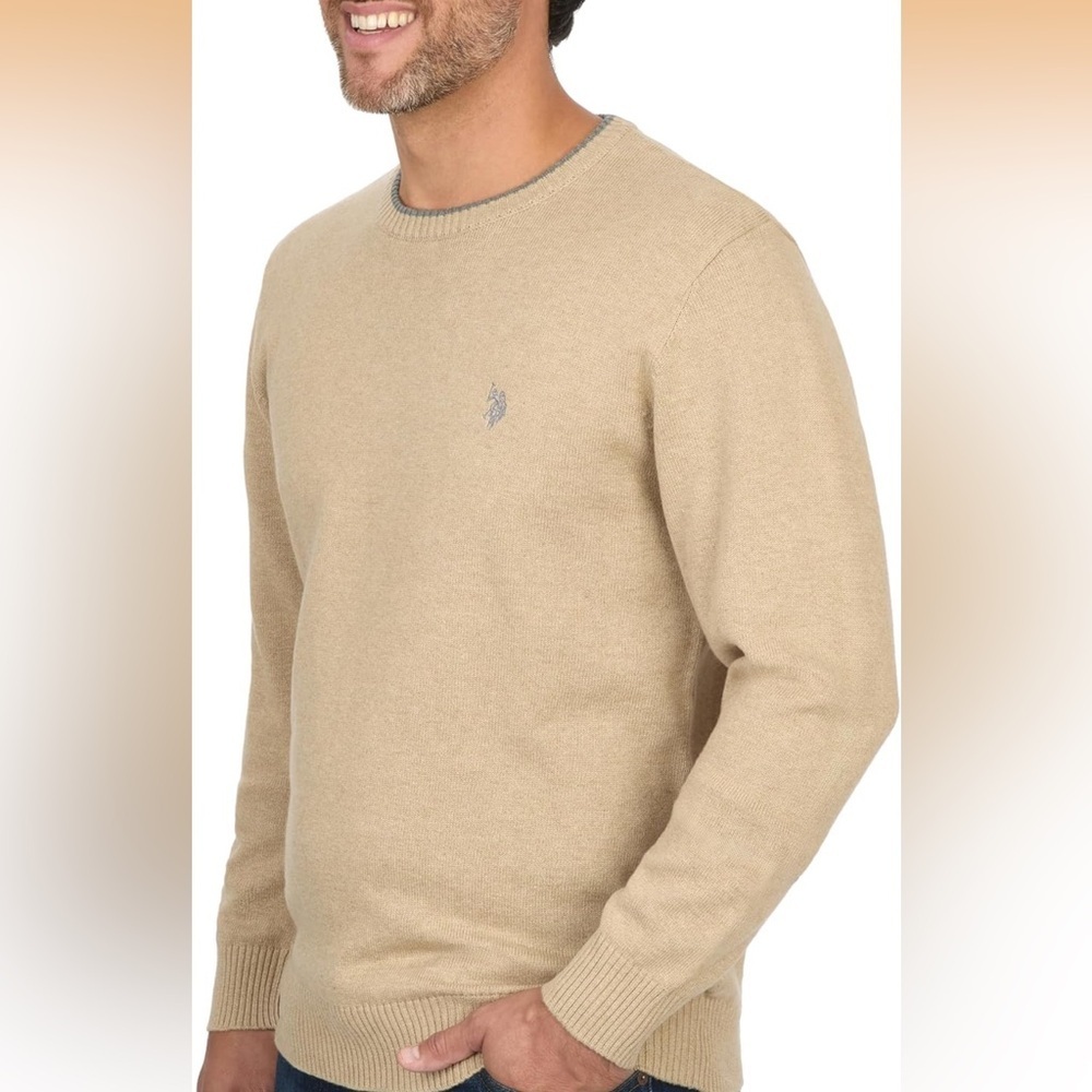 NWT U.S.Polo Association Men's Tan Crewneck Sweater